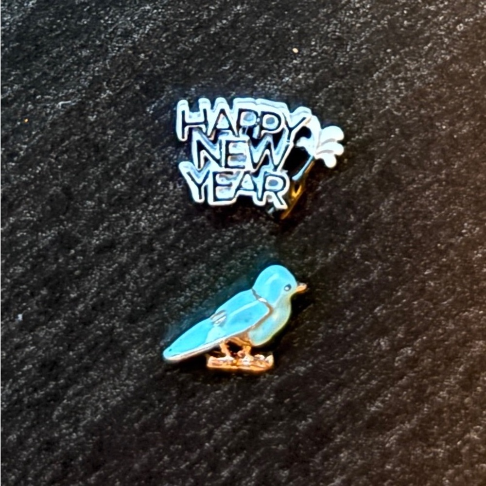 Origami Owl Happy New Year and Blue Bird Charms